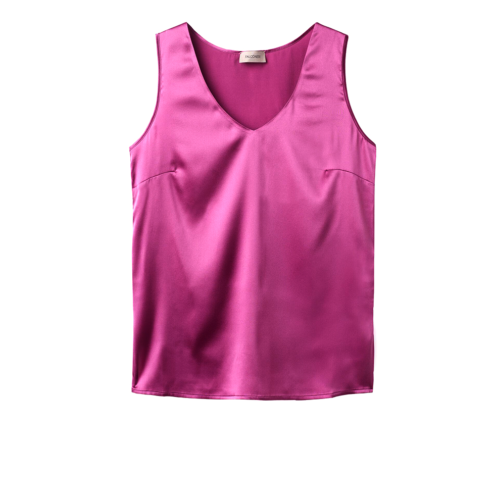 Μεταξένιο αμάνικο top magenta