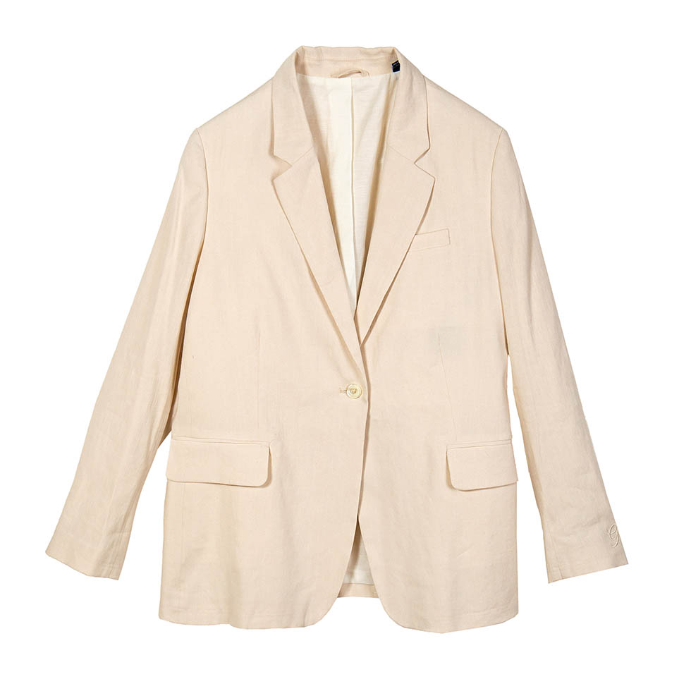 Γυναικείο λινό blazer σε κρεμ χρώμα