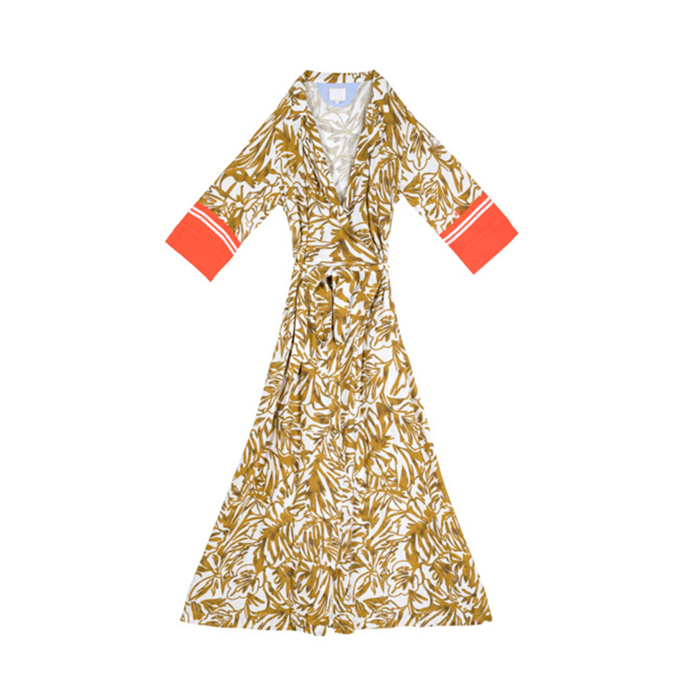 Maxi, wrap dress with print