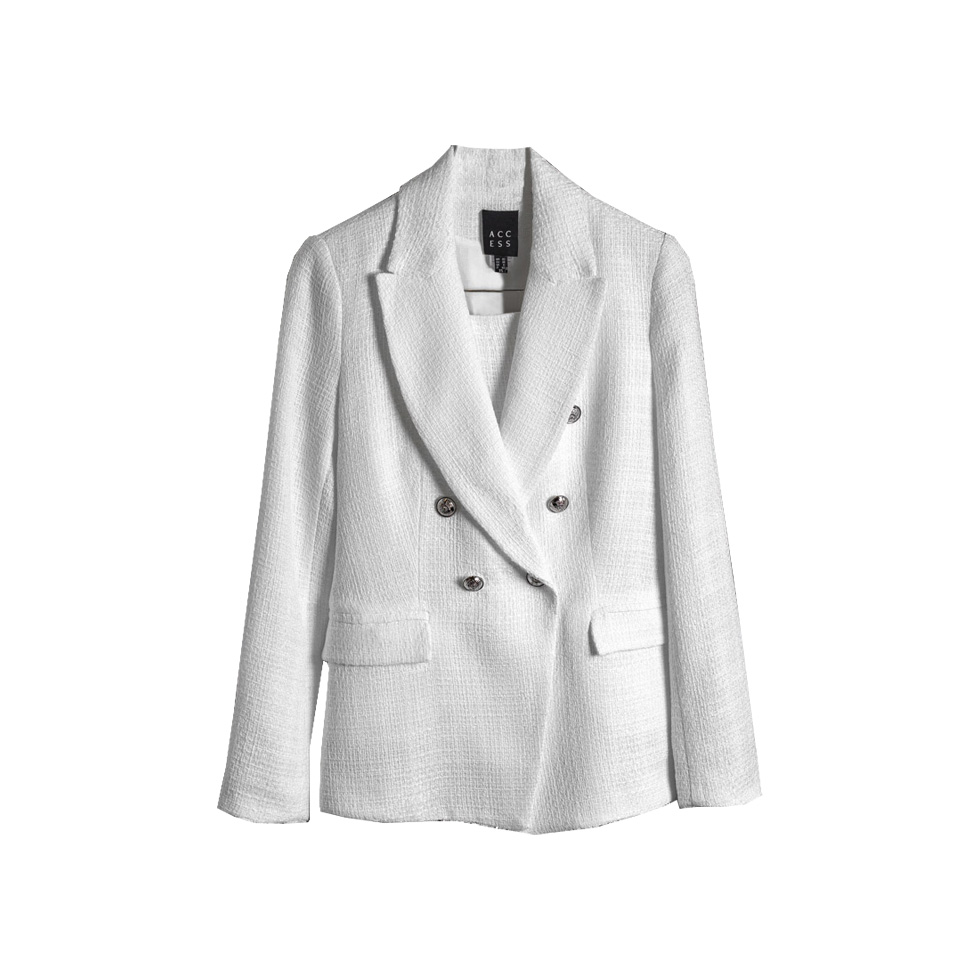 Λευκό tweed σταυρωτό σακάκι, Αccess Fashion