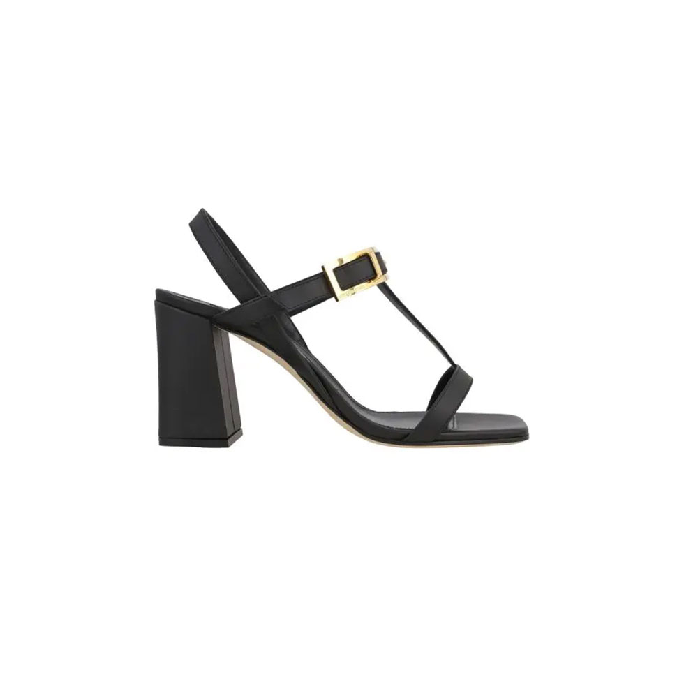 Black high-heel leather sandals, Sergio Rossi
